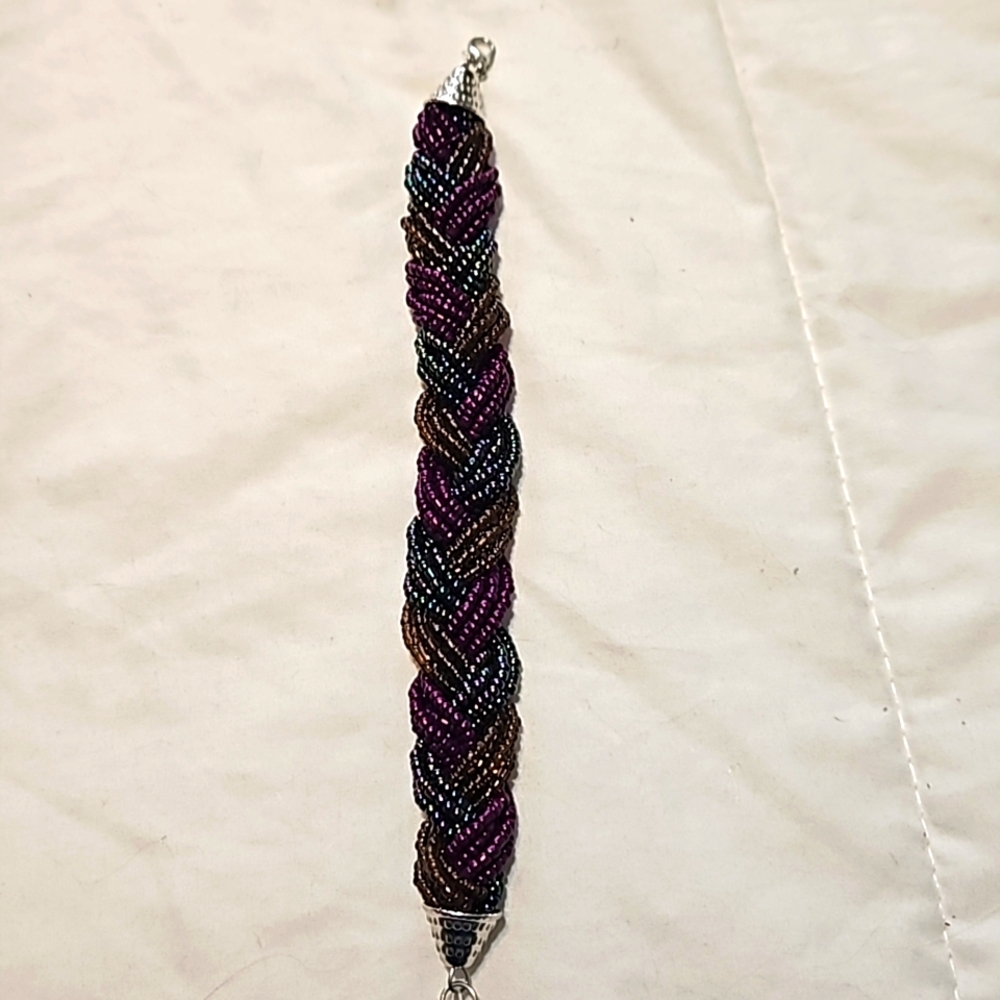 Purple glass seed bead bracelet